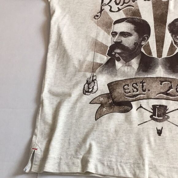 NWT Robert Graham Movember graphic short sleeve oatmeal tee t-shirt Sz Medium - Picture 9 of 16